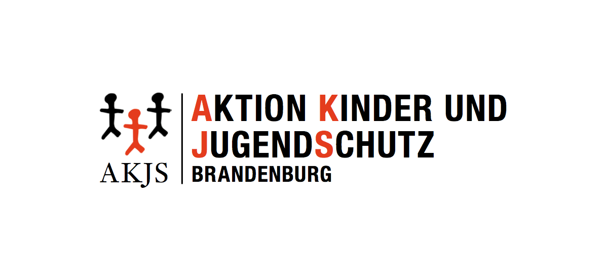 Das Logo zeigt drei stilisierte Figuren und den rot-schwarzen Schriftzug Aktion Kinder- und Jugendschutz Brandenburg.