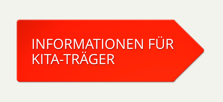Logo: Informationen für Kita-Träger. Roter Pfeil auf grauem Hintergrund.